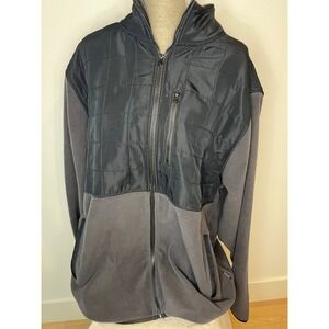 Beverly Hills Polo Club Fleece Jacket Mens 2X Gray Black Excellent Quilted Yoke